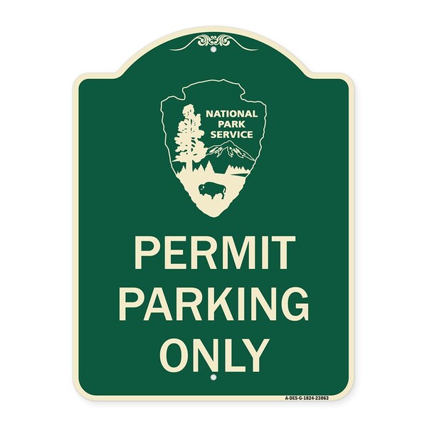 Signmission National Park Service Permit Parking Heavy-Gauge Aluminum Sign, 24" x 18", G-1824-23863 A-DES-G-1824-23863 - main